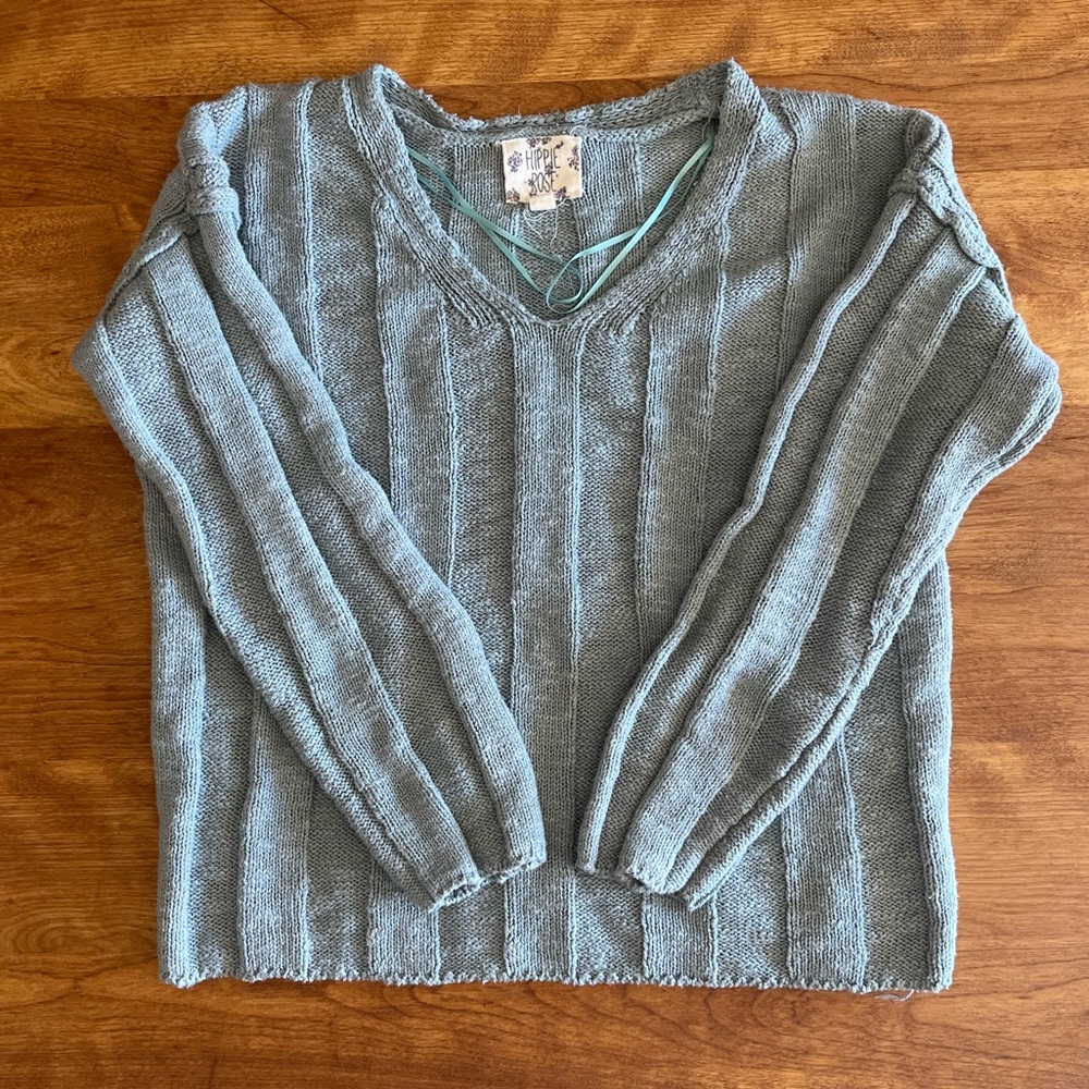 Hippie Rose light agua knit sweater